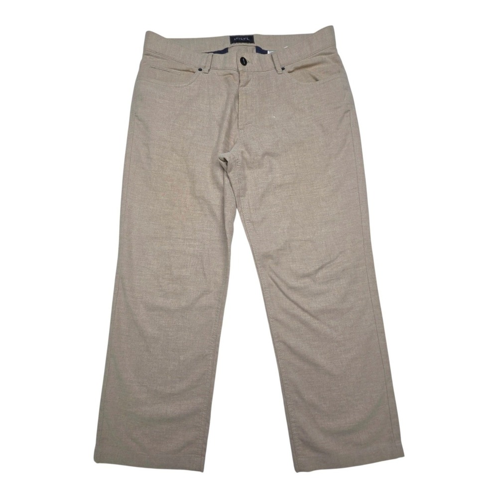 Hiltl Men's Pants 36x25 Tan Heathered Textured Straight Leg Five Pocket Trousers